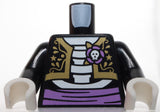 Lego Torso El Catrín Cropped Jacket Gold Elaborate Trim Rose White Skull Bones