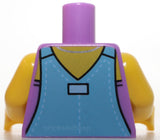 Lego Torso Medium Blue Overalls with Buckles Star and Red Heart on Pocket