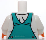 Lego Torso Dark Turquoise Overalls Toilet Logo Dark Blue Buckles Silver Buttons