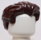 Lego Dark Brown Minifigure Hair Swept Back Slight Widows Peak Short Sideburns