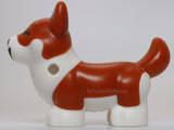 Lego Dog Mini Doll Style Corgi Molded White Lower Body Face Printed Black Nose