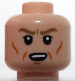Lego 10x Head Dark Tan Brows White Pupils Dark Orange Cheek Lines Creases Frown