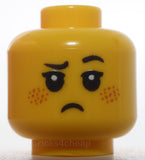 Lego Yellow Head Child Black Eyebrows and Eyelashes Silver Braces Frown Pattern