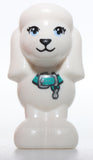 Lego White Dog Friends Style Poodle with Bright Light Blue Eyes Eyelashes