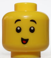 Lego Yellow Minifig Head Dual Sided Black Eyebrows Small Open Smile