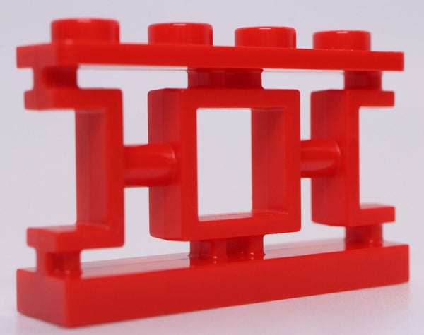 Lego 2x Red Fence 1 x 4 x 2 Ornamental Asian Lattice with 4 Studs
