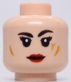 Lego Star Wars Head Dual Sided Female Black Eyebrows Red Lips Scars Fennec