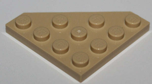 Lego 10x Tan Wedge Plate 4 x 4 Cut Corner