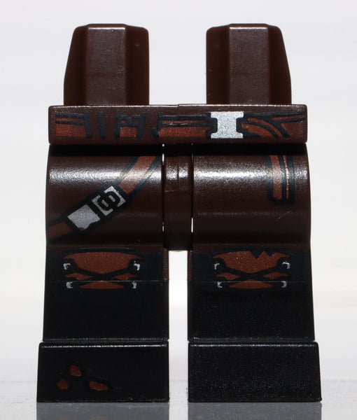 Lego Dark Brown Hips Legs Black Boots Belt Strap Silver Buckles Knee Pads