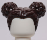 Lego Dark Brown Minifig Hair Female Parted in Middle with 2 Buns on Top