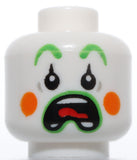 Lego White Head Dual Sided Clown Bright Green Eyebrows Lips Orange Circles