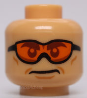 Lego Medium Tan Head Dual Sided Black Eyebrows Cheek Lines Chin Dimple Goggles