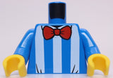 Lego Blue Minifig Torso Red Bow Tie White Stripes
