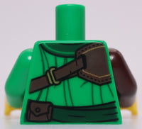 Lego Bright Green Minifig Torso Robe Sash Dark Brown Arm Leather Should Armor