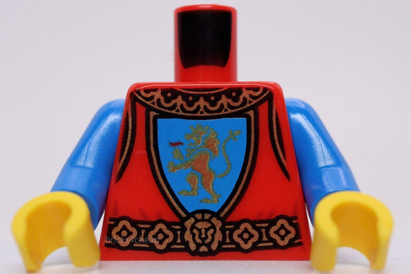 Lego Castle Red Torso Surcoat Gold Collar Belt Lion with Raised Foot Blue Shield