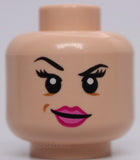 Lego Light Nougat Female Dark Pink Lips Eyebrow Raised Scared Pattern