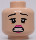 Lego Light Nougat Female Dark Pink Lips Eyebrow Raised Scared Pattern