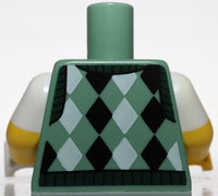 Lego Sand Green Torso Argyle Sweater Vest Pattern Yellow Arms White Short Sleeve