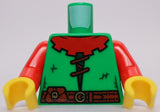 Lego Castle Green Torso Forestman Red Collar Lacing Belt Pouch Gold Buckle