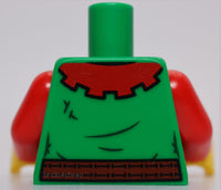 Lego Castle Green Torso Forestman Red Collar Lacing Belt Pouch Gold Buckle