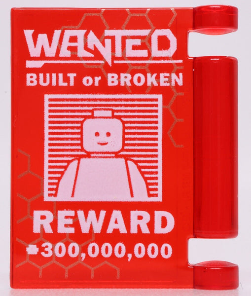 Lego Trans Red Utensil Book Cover WANTED BUILT or BROKEN REWARD 300,000,000
