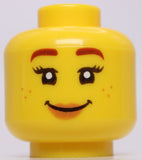 Lego Yellow Head Dual Sided Female Eyebrows Trans-Orange Glasses Peach Lips