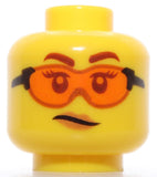 Lego Yellow Head Dual Sided Female Eyebrows Trans-Orange Glasses Peach Lips