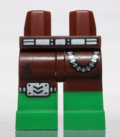 Lego Reddish Brown Hips Legs with Green Boots Silver Belt Chain Right Knee