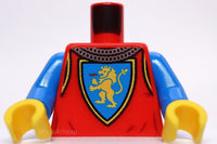 Lego Red Torso Surcoat Silver Chain Mail Collar Lion Raised Foot on Shield