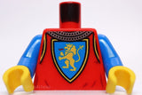 Lego Red Torso Surcoat Silver Chain Mail Collar Lion Raised Foot on Shield