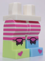 Lego White Hips and Legs with Dark Pink Stripes Ties Hearts Boots