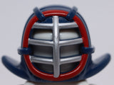 Lego Dark Blue Helmet Ninjago Kendo Silver Grille Mask and Dark Red Trim Pattern