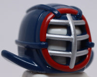 Lego Dark Blue Helmet Ninjago Kendo Silver Grille Mask and Dark Red Trim Pattern