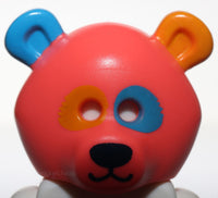 Lego Coral Minifig Headgear Mask Bear Panda Dark Azure Bright Light Orange Ears