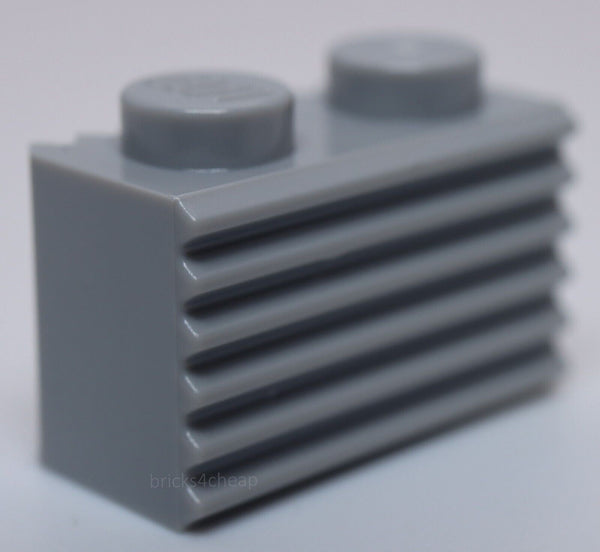 Lego 10x Light Bluish Gray Brick Modified 1 x 2 with Grille Fluted Profile