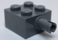 Lego 10x Dark Bluish Gray Brick Modified 2 x 2 with Pin and Axle Hole