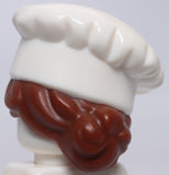 Lego White Minifig Hair Combo Hat with Chef Cooks Toque Reddish Brown Bun