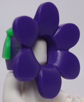 Lego Dark Purple Flower Minifig Head Cover Costume Bright Green Stem