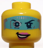Lego Head Dual Sided Female Digital Eye Glasses Pink Lips Smirk Visor Open