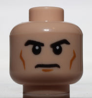 Lego Light Nougat Minifig Head Male Black Eyebrows Cheek Lines