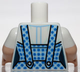 Lego White Torso Female Dark Blue and Bright Light Blue Gingham Dress Pattern