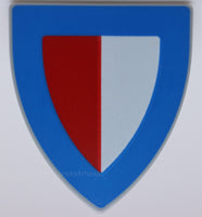 Lego Light Bluish Gray Shield Triangular Blue Border Red and White Halves