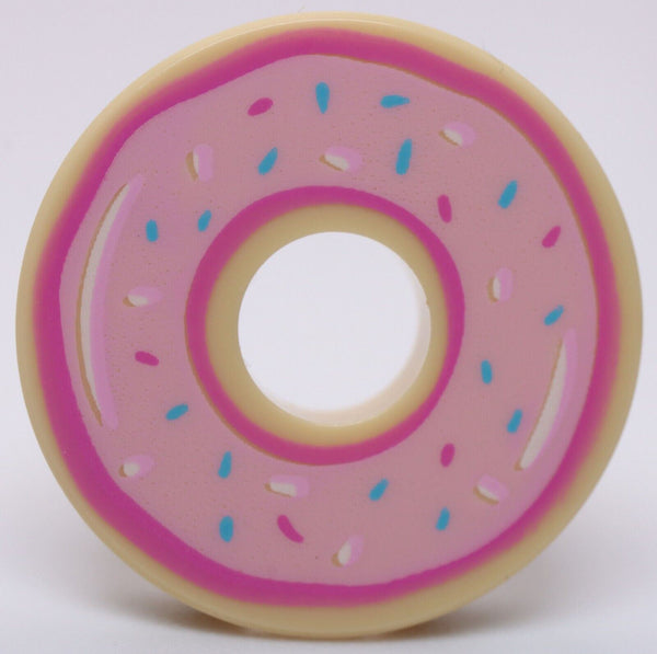 Lego Tan Tile Round Decorated 2 x 2 Doughnut Bright Pink Frosting Sprinkles