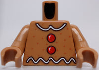 Lego Medium Nougat Torso White Icing and Red Buttons Pattern
