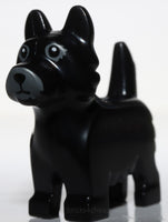 Lego Black Dog Terrier Animal Black Eyes Nose on Gray Background