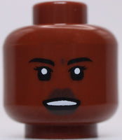 Lego Star Wars Head Dual Sided Female Dark Brown Lips Black Angry Pattern