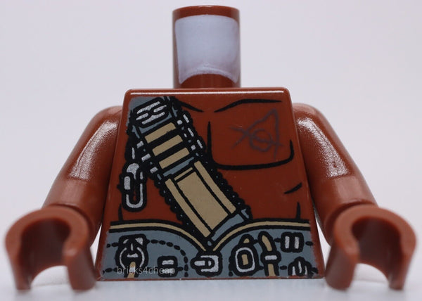 Lego Torso PotC Reddish Brown Bare Chest Zombie Dark Bluish Gray Belts