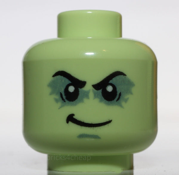 Lego Head Male Black Bushy Eyebrows Shadowed Eyelids Smirk Pattern