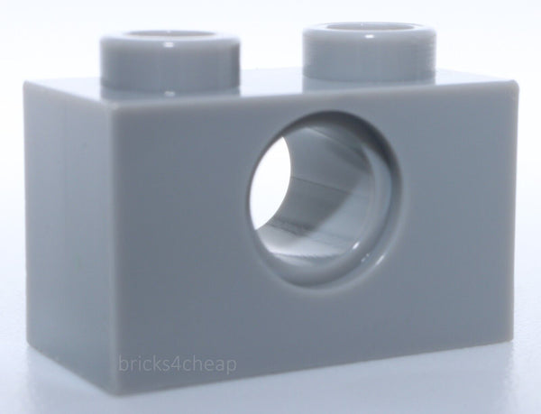 Light 10x Bluish Gray Technic, Brick 1 x 2 with Hole