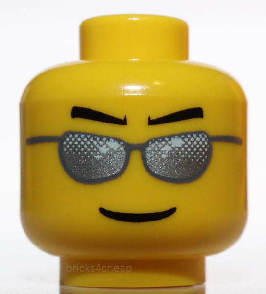 Lego City Police Minifig Head with Silver Glasses Sunglasses